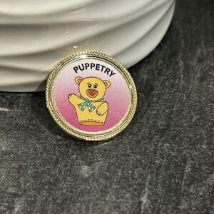Vintage Enameled Puppetry Bear‎ Nostalgia Lapel Pin